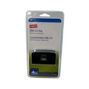 Staples USB 2.0 4 port Hub Model 19036 with Power Adapter and USB to Mini B cord